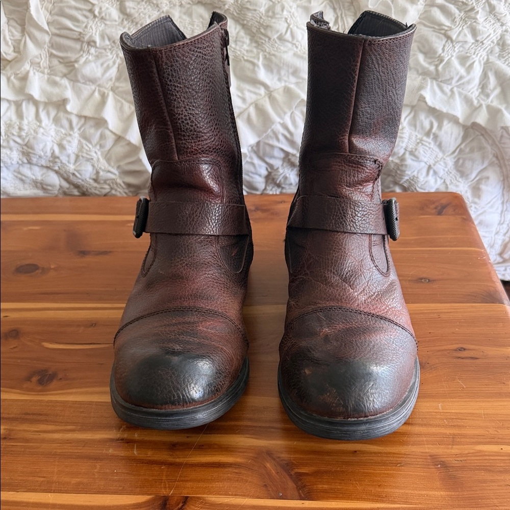 Kenneth Cole Reaction Work Week Dark Brown Leather Boots Size 10 Medium